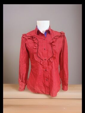 Kenny Rogers Western Collection Karman Ruffle Front Western Pearl Snap 34 11/12